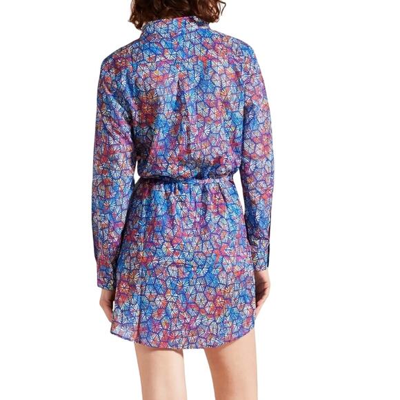 VILEBREQUIN Geometric Cotton Shirtdress Womens L Multi Turtle Shell Print Resort - Picture 5 of 16